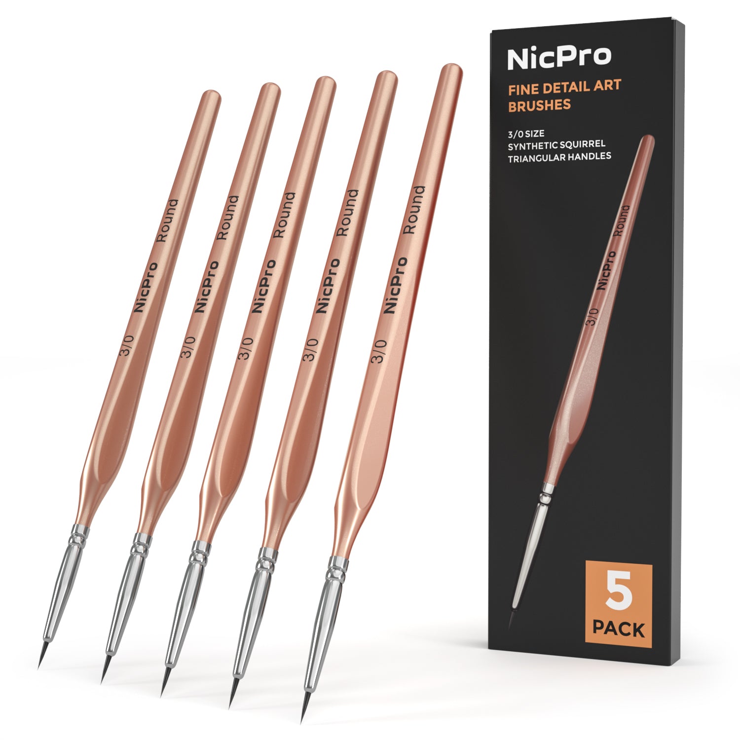 Nicpro Detail Paint Brushes 5 PCS Extra Fine Tip 000 Professional Mini